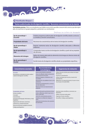 Planificador Bloque 1

   Textos audiovisuales de divulgación científica - Buscamos conocimiento en la ciencia
Actividades...
