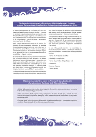 Fundamentos, contenidos y orientaciones del área de Lengua y Literatura
      según el Documento de Actualización y Fortal...