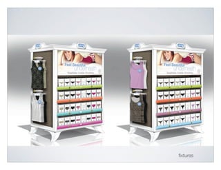 Display 3/4 view - Combination of packaged product and hanging product
ﬁxtures
 