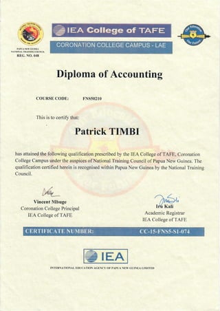 Accounting Diploma Certifcate
