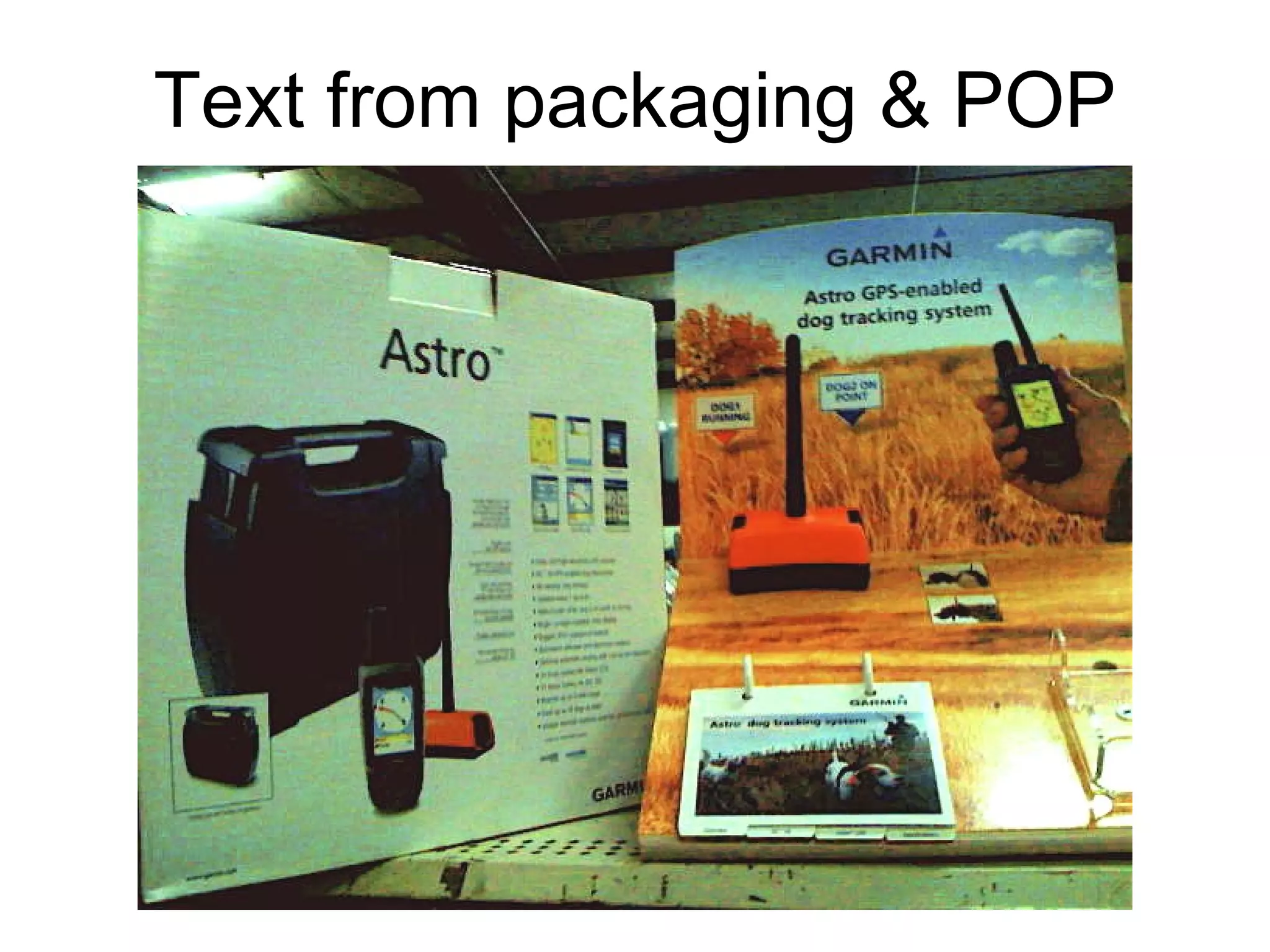 Text from packaging & POP 