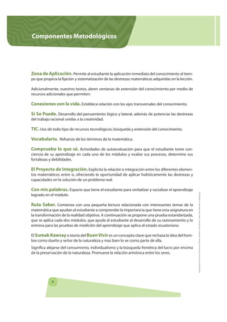 Componentes Metodológicos




Zona de Aplicación. Permite al estudiante la aplicación inmediata del conocimiento al tiem-
...