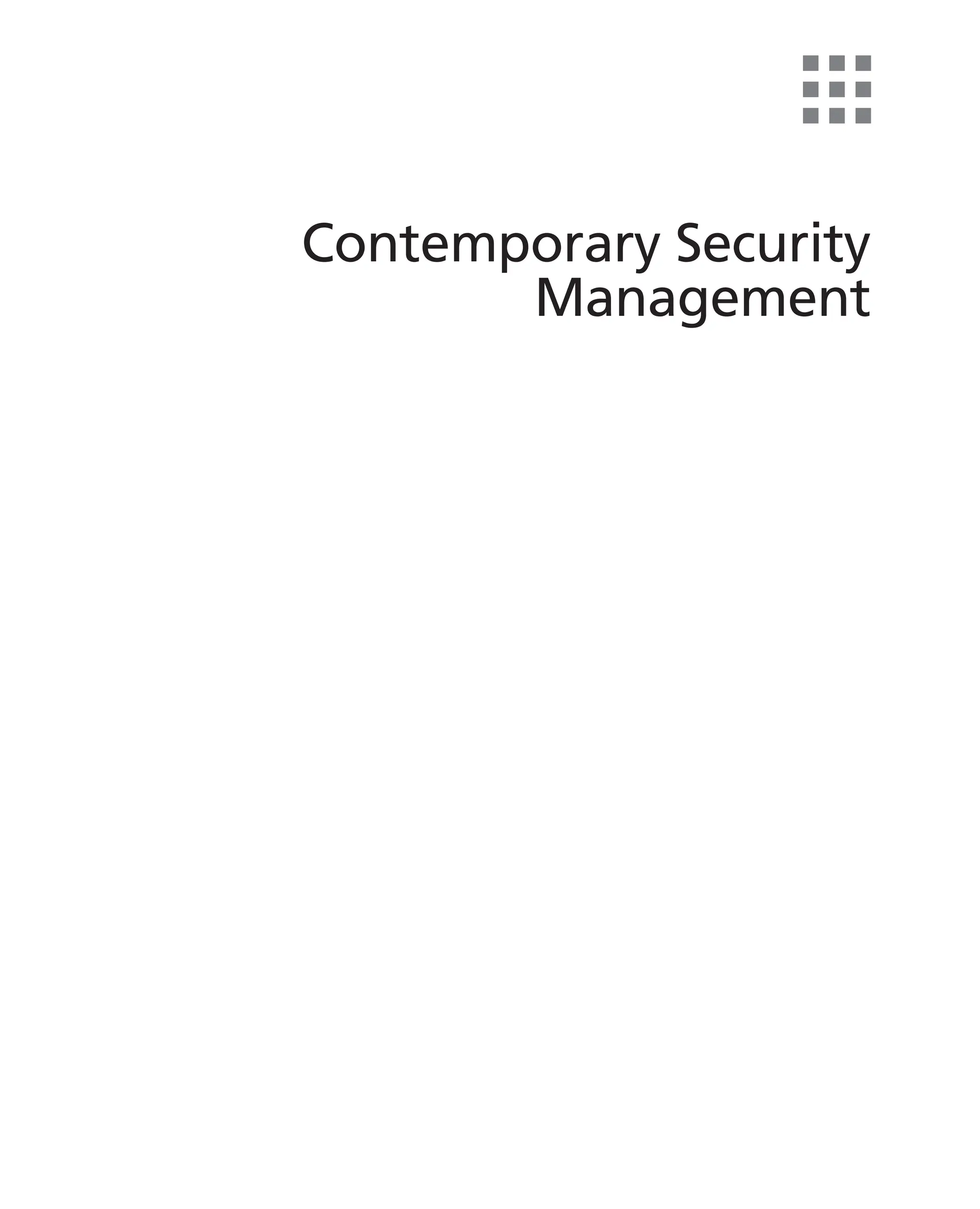 Contemporary Security
Management
 