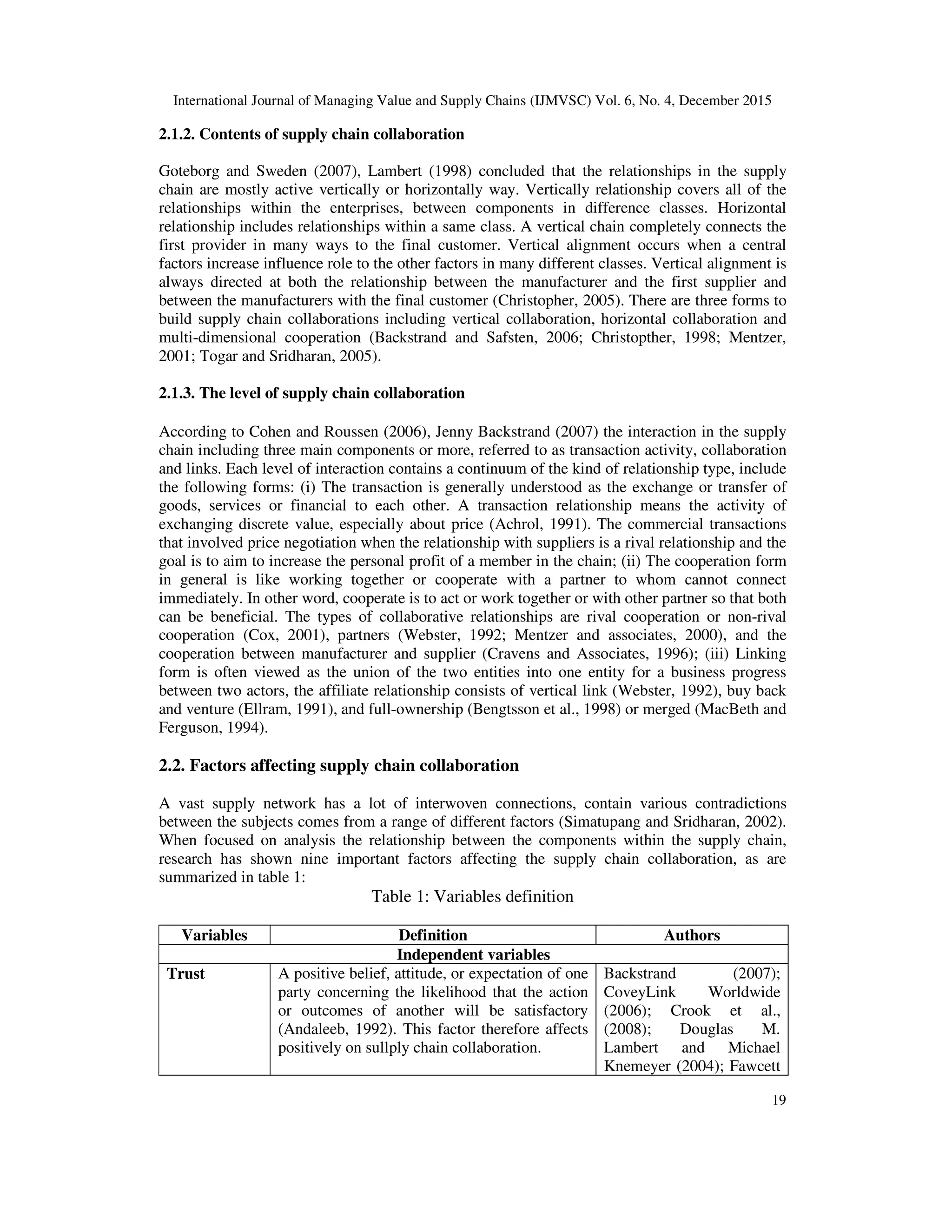 FACTORS AFFECTING THE COLLABORATION IN SUPPLY CHAIN OF MECHANICAL ...