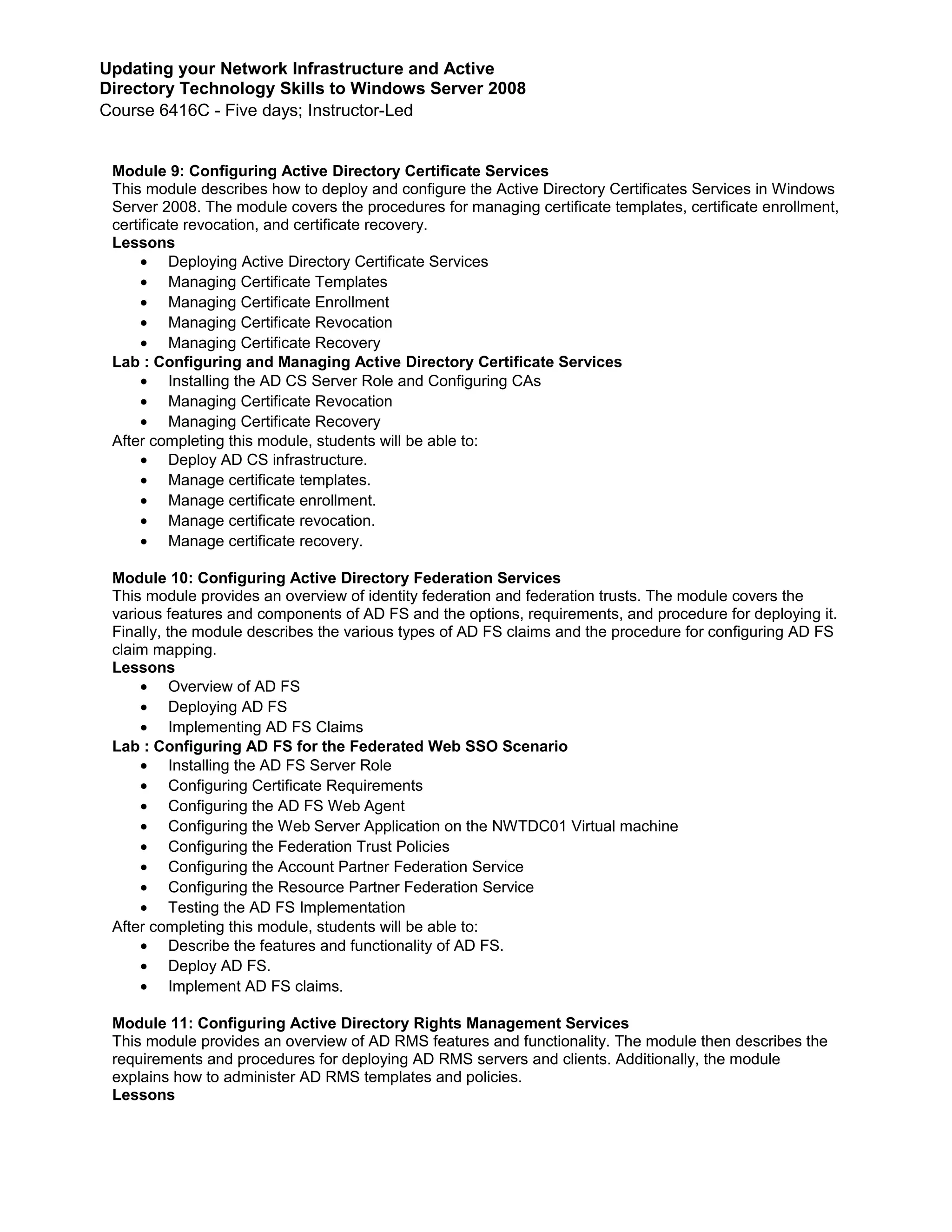 6416 c updating your network infrastructure and active directory ...