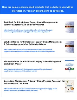 Test Bank for Principles of Supply Chain Management A Balanced Approach ...