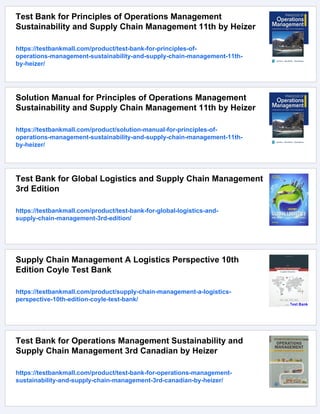 Test Bank for Principles of Supply Chain Management A Balanced Approach ...