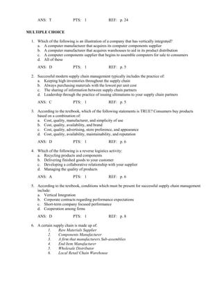 Test Bank for Principles of Supply Chain Management A Balanced Approach ...