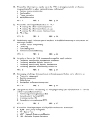 Test Bank for Principles of Supply Chain Management A Balanced Approach ...