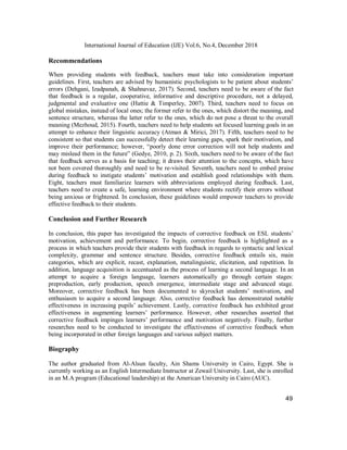 EFFECTS OF CORRECTIVE FEEDBACK ON LEARNERS OF ENGLISH AS A SECOND ...