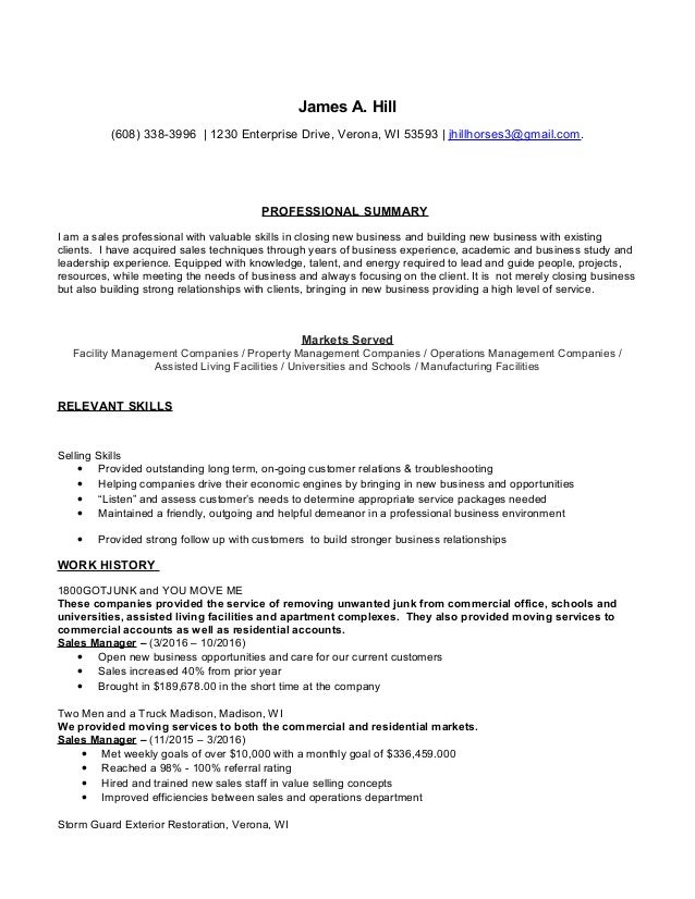 resume in sales