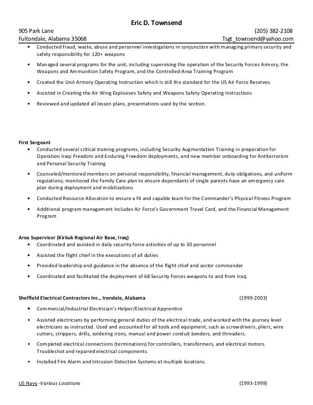 eric d townsend resume