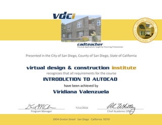 INTRODUCTION TO AUTOCAD
Viridiana Valenzuela
7/11/2016
have been achieved by
 