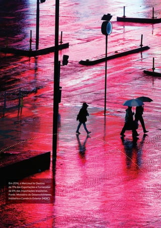 Exports to Russia from the US
increased 109% to $11.1 billion
over four years.
Em 2014, o Mercosul foi Destino
de 11% das Exportações e Fornecedor
de 8% das importações brasilerias.
Fonte: Ministério do Desenvolvimento,
Indústria e Comércio Exterior (MDIC).
 