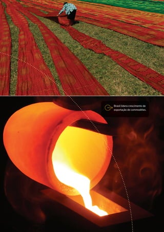 Brasil lidera crescimento de
exportação de commodities.
 