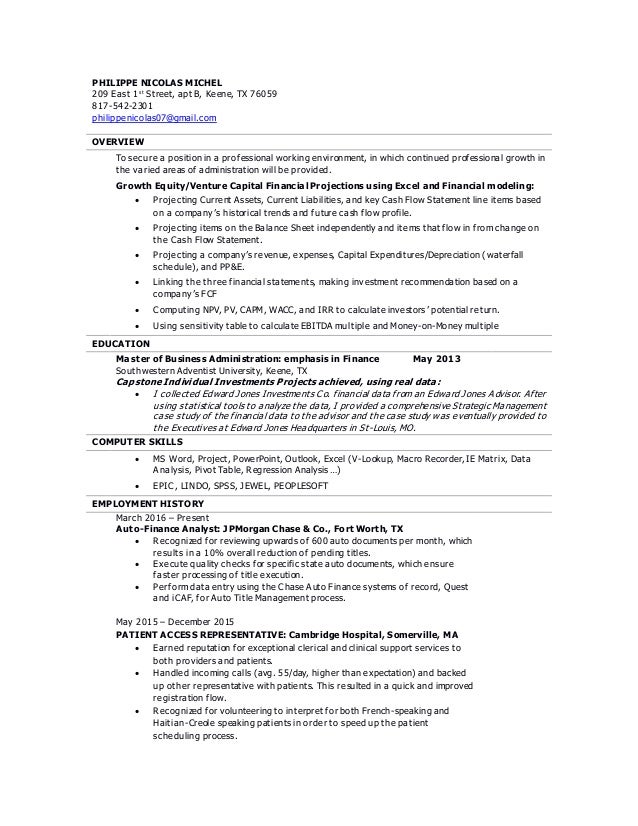 resume for patient access representative
