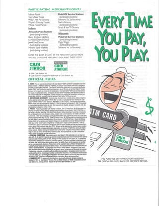 Cash Station Sweepstakes  Statement Insert