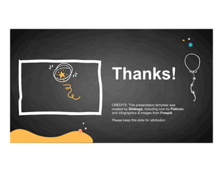 CREDITS: This presentation template was
created by Slidesgo, including icon by Flaticon,
and infographics & images from Freepik
Thanks!
Please keep this slide for attribution
 