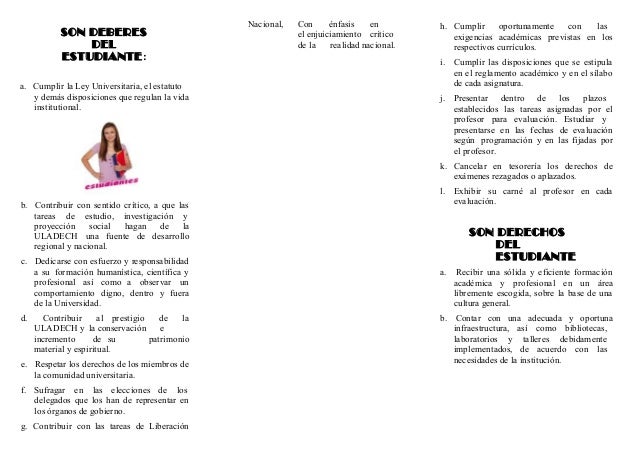 Triptico De Los Derechos Y Obligaciones De Los Niños