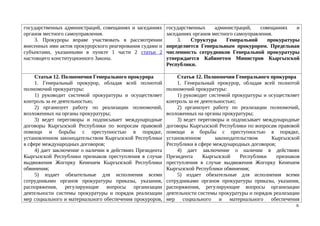 Сравнительная таблица к проекту закона «О внесении изменений в конституционный закон КР «О прокуратуре КР».