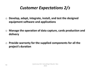 Customer Expectations 2/3
o Develop, adapt, integrate, install, and test the designed
equipment software and applications
...