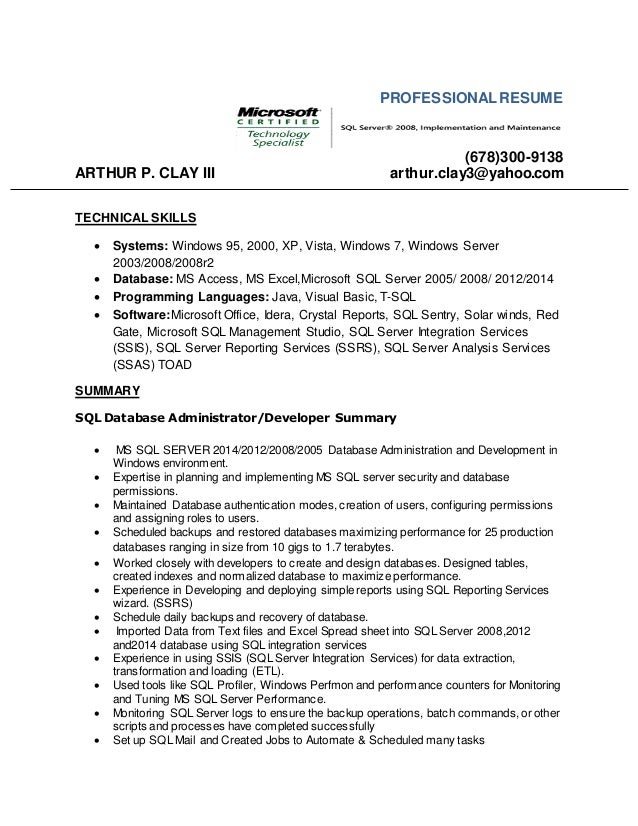 database admin resumes