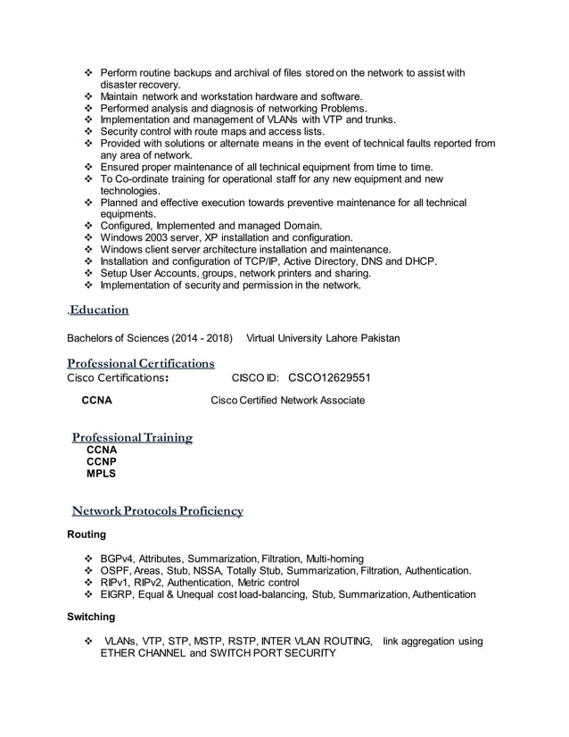 network cv | PDF