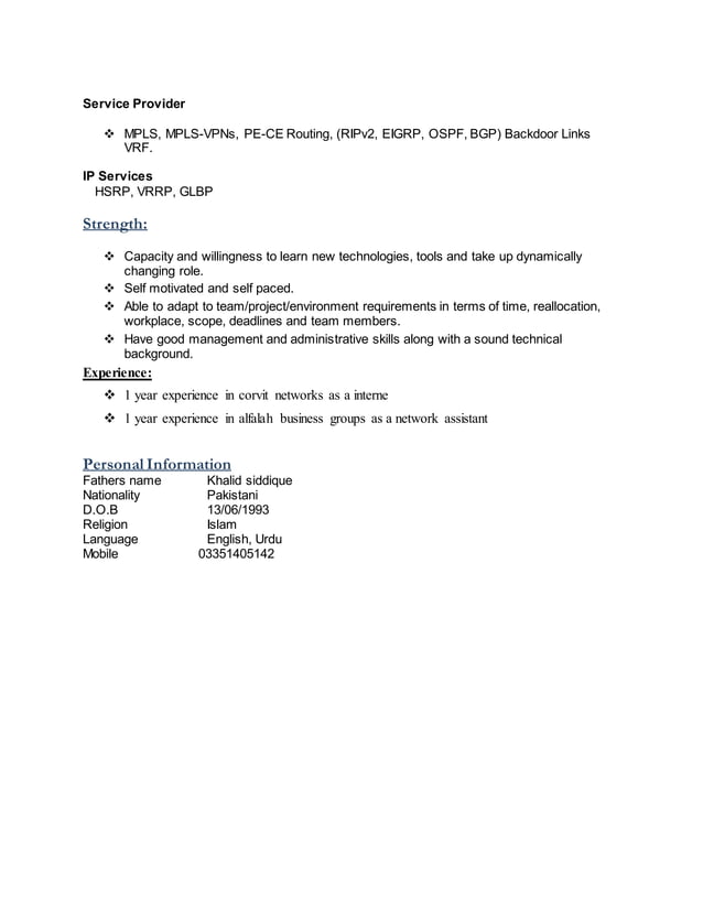 network cv | PDF