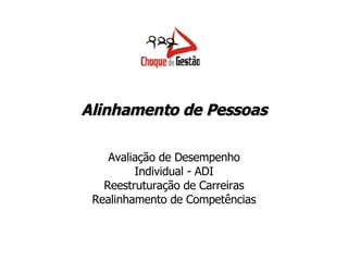 Avaliação de Desempenho Individual - ADI Reestruturação de Carreiras Realinhamento de Competências Alinhamento de Pessoas 