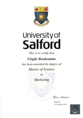 Salford MSC Certificate