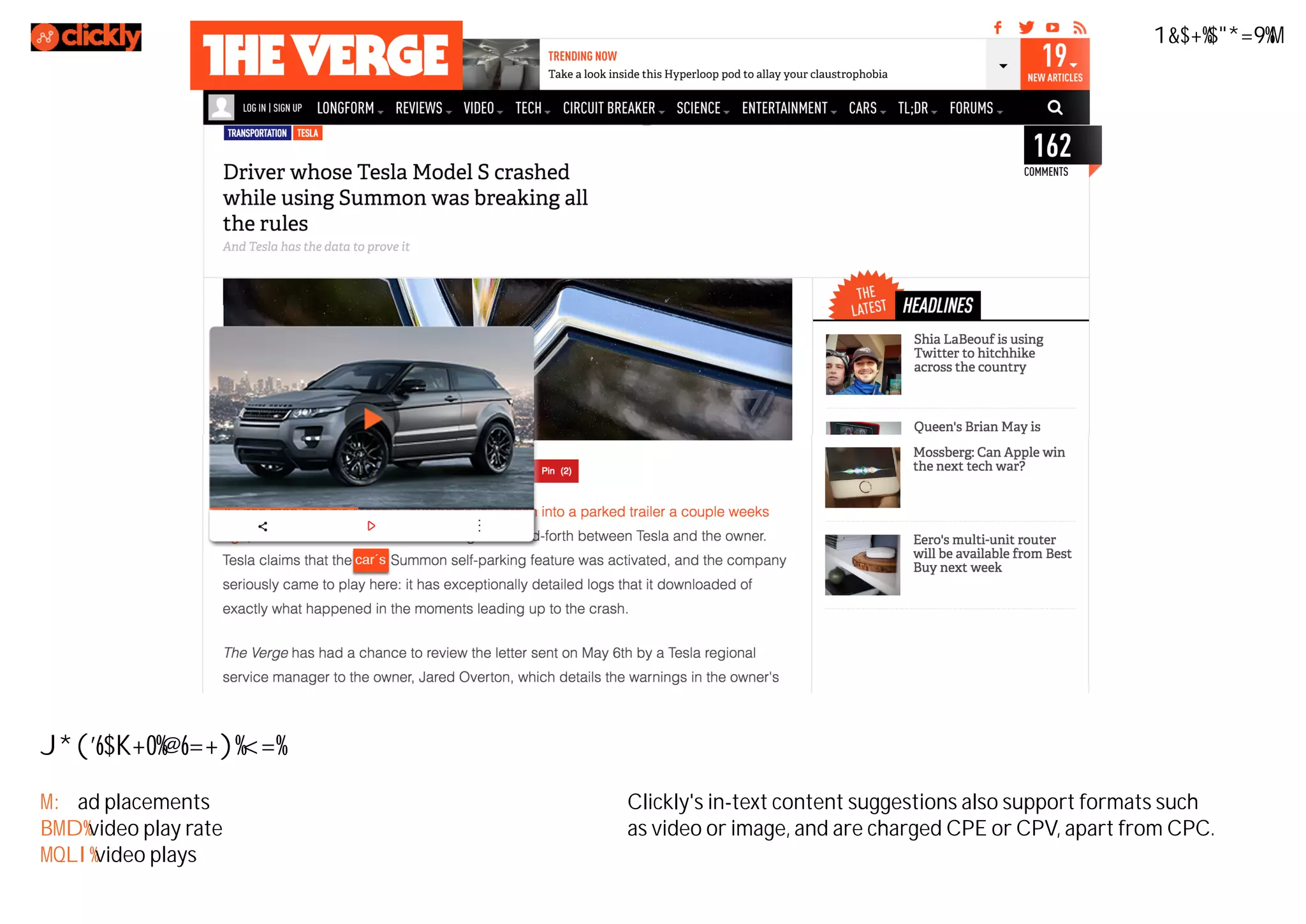 Publisher Video Ad
2M ad placements
12% video play rate
238k video plays
Clickly's in-text content suggestions also support formats such
as video or image, and are charged CPE or CPV, apart from CPC.
Case study 2
 