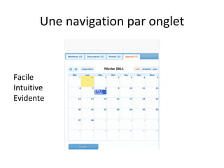 Une navigation par onglet Facile Intuitive Evidente 