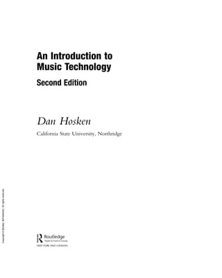 An Introduction to Music Technology 2nd Edition Dan Hosken | PDF