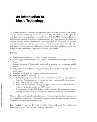An Introduction to Music Technology 2nd Edition Dan Hosken | PDF