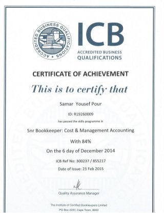 Samar - Damelin ICB Certificate of Cost & Management Accounting