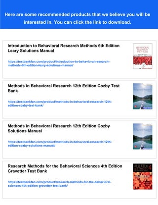 Introduction to Behavioral Research Methods 7th Edition Leary Test Bank ...