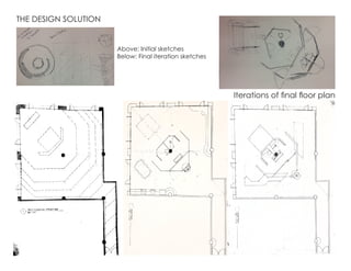 THE DESIGN SOLUTION
Iterations of final floor plan
Above: Initial sketches
Below: Final iteration sketches
 