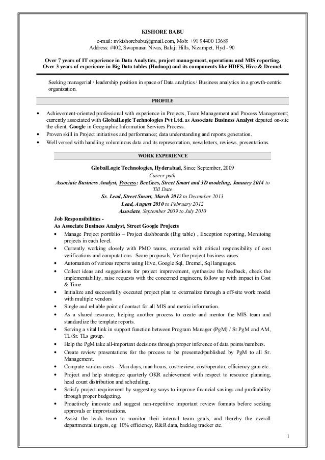 Kishore Resume Hadoop