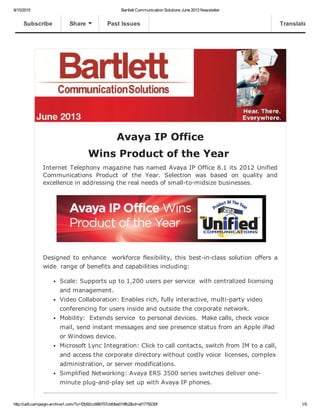 Bartlett Communication Solutions June 2013 Newsletter
