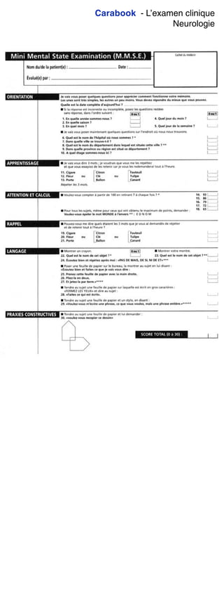 Carabook - L’examen clinique
Neurologie
 