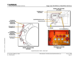MAINTENANCE TIPS - TEST SET
T1+T2 (IAE V2500) (Lvl 2&3)
36 - PNEUMATIC
PNEUMATIC SYSTEM LINE MAINTENANCE (2) Nov 27, 2009
Page 13
Single Aisle TECHNICAL TRAINING MANUAL
UAL09471
-
U5CT0T0
-
UM36BA000000001
 