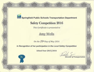 Safety Competition first place