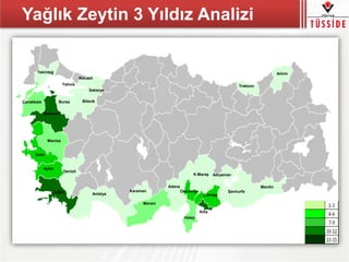 Yağlık Zeytin 3 Yıldız Analizi
Mardin
Kilis
Şanlıurfa
Adıyaman
G.Antep
Trabzon
Artvin
K.Maraş
Osmaniye
Adana
Hatay
Mersin
Karaman
Antalya
Denizli
Muğla
Aydın
İzmir
Manisa
Balıkesir
BursaÇanakkale
Tekirdağ
Yalova
Sakarya
Kocaeli
Bilecik
 