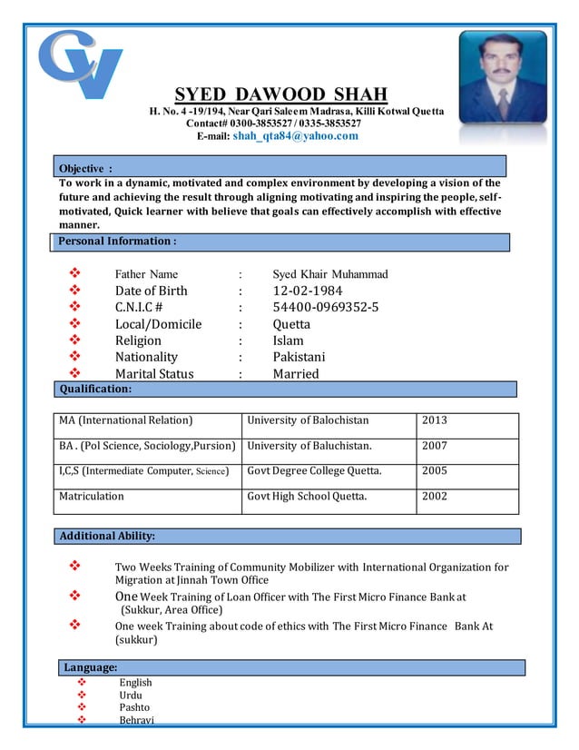 CV Dawood shah | PDF