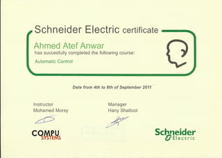 schneider Electric Certificate