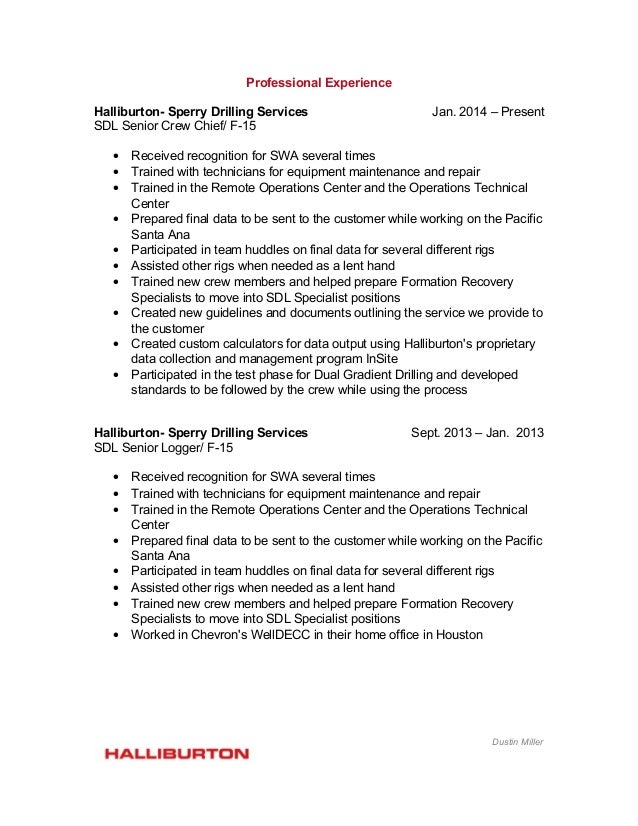 Halliburton curriculum vitae image