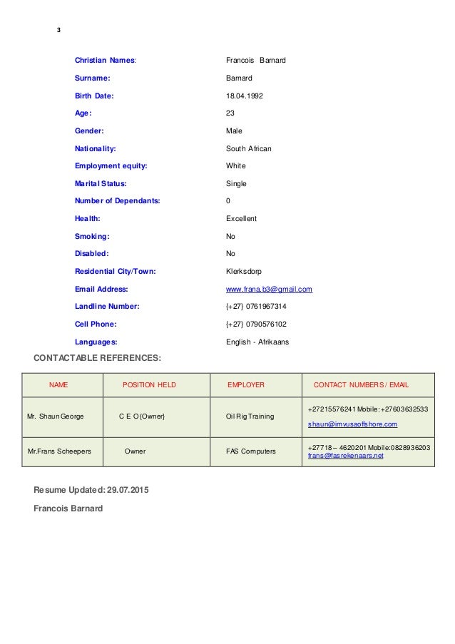 f barnard resume complete floor hand roughneck mining oil gas