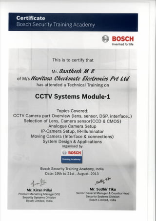 Bosch CCTV certificate
