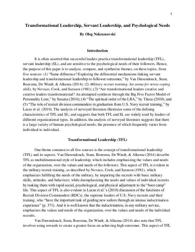 Term paper on transformational leadership