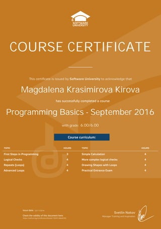 Programming-Basics-September-2016-Certificate | PDF